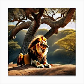 Lion In The Forest 64 Canvas Print