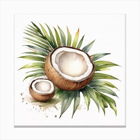 Coconut on Palm leaf 3 Canvas Print