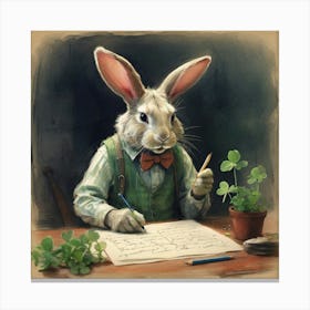 Rabbit Writing 4 Canvas Print