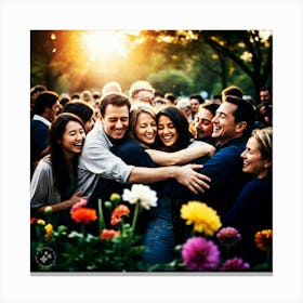 Group Of People Hugging Canvas Print