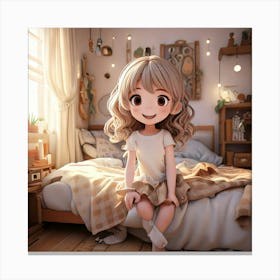 Firefly Chibi Girl Smiling In A Cozy Bedroom 19519 (3) Canvas Print