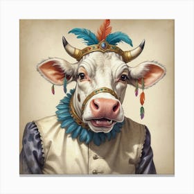 Cow With Feathers 1 Canvas Print