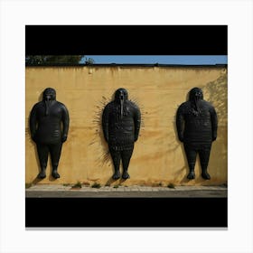 Three Black Men On A Wall Canvas Print