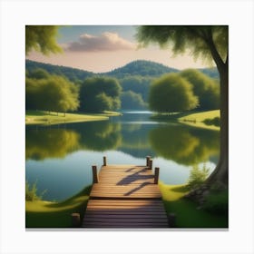 Bridge Over A Lake 1 Canvas Print