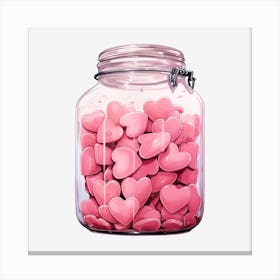 Pink Hearts In A Jar 7 Canvas Print