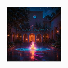 Fountain At Night 6 Canvas Print