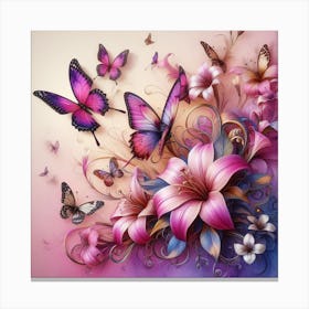 Butterfly And Lily Canvas Print