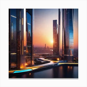 Futuristic Cityscape 136 Canvas Print