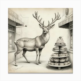 Deer In A Bakery Canvas Print