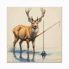 Deer Fishing 2 Canvas Print