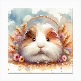 Guinea Pig With Flowers And Canvas Print