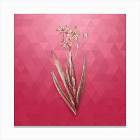 Vintage Blackberry Lily Botanical in Gold on Viva Magenta n.0111 Canvas Print