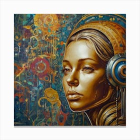 Dj Girl With Headphones Canvas Print