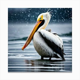Pelican sitting in water Canvas Print