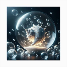 Sea Shell In A Glass Ball Canvas Print