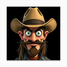 Cowboy With Mustache Caricature Canvas Print