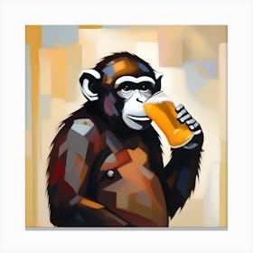 Chimp Drinking Beer Canvas Print