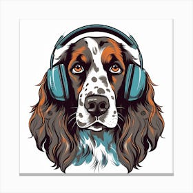 English Setter with Headphones Canvas Print