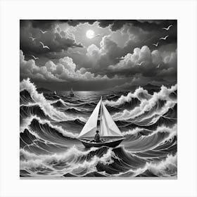 Sailboat In The Storm Canvas Print