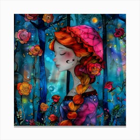 Fairytale Girl In The Forest Canvas Print