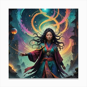 Asian Woman In Space Canvas Print