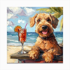 Dog At The Beach Bar In Acrylic Canvas Print