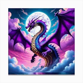 Purple Dragon In The Sky Canvas Print