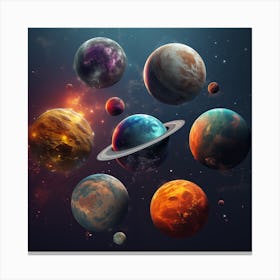 Planets In Space Canvas Print