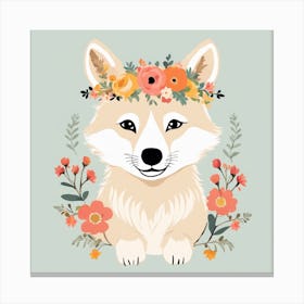Floral Baby Wolf Nursery Illustration (36) Canvas Print