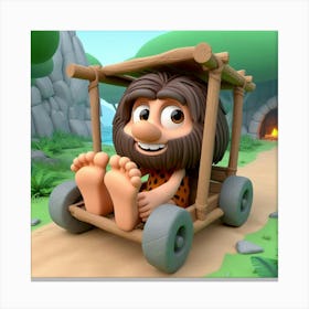 Caveman In A Car 3 Canvas Print