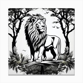 Lion In The Forest 15 Canvas Print