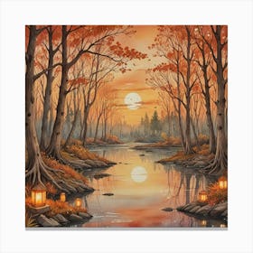 Sunset By The River 1 Canvas Print