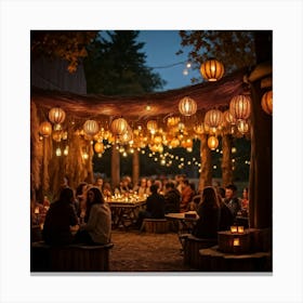 A Lively Autumn Festival Drenched In Rustic Charm Cascading Lanterns Of Burnished Gold And Amber (1) 1 Canvas Print