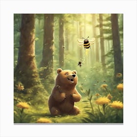 Bear In The Woods Canvas Print