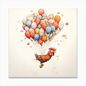Rooster With Balloons Canvas Print