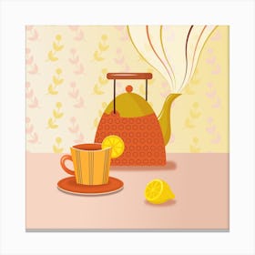 Tea Pot Cup Drawing Canvas Print