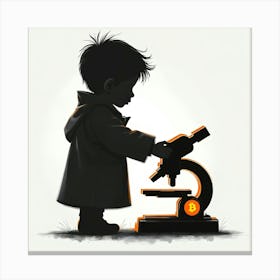 Child With Microscope Canvas Print