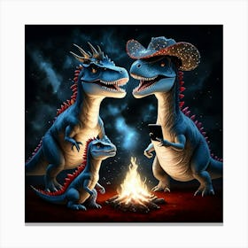 Dinosaurs In The Night Canvas Print