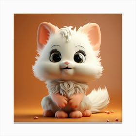 Cute White Cat 8 Canvas Print