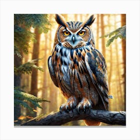 Owl In The Forest 209 Canvas Print