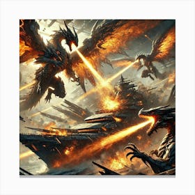 Blaze Wyverns Dismantling Armor Structures Canvas Print