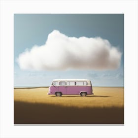 Pink Van With Cloud Canvas Print