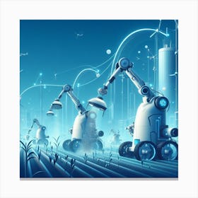 Robots In The Field 3 Canvas Print