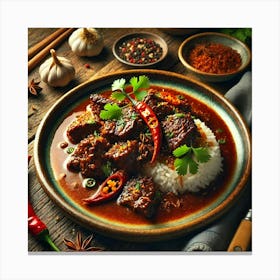 A Beautifully Plated Dish Of Adobo Rendang, Showca Canvas Print