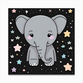 Cute Elephant With Stars Canvas Print