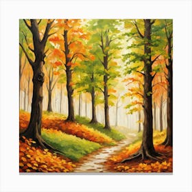 Forest In Autumn In Minimalist Style Square Composition 152 Canvas Print