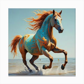 Horse Running In The Water Canvas Print