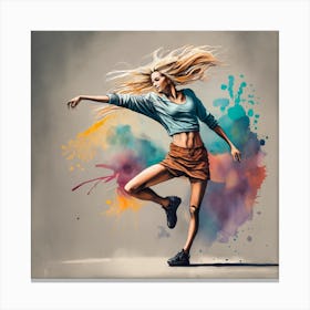 Dancer With Colorful Splashes 4 Canvas Print