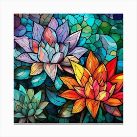 Stained Glass Lotus Canvas Print