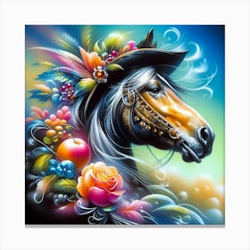 Horse With Flowers 1 Canvas Print